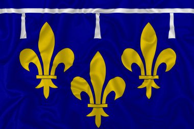 Dalgalı ipek kumaş arka planında eski Orleanais bölge bayrağı.