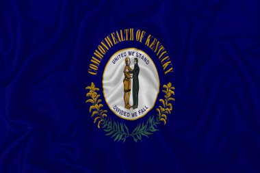 Dalgalı ipek kumaş arkaplanda Kentucky eyalet bayrağı.