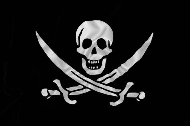 Korsan bayrağı ipek kumaştan yapılmış Jolly Roger. Calico Jack Rackham tarihi model.