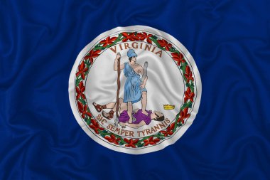 dalgalı ipek kumaş arkaplanda Virginia eyaleti bayrağı.
