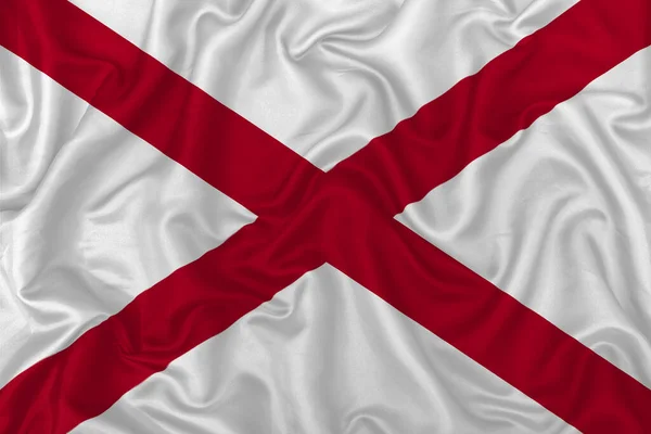 Флаг Штата Алабама Волнистом Шелковом Фоне Атласной Ткани — стоковое фото