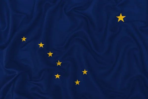 Alaska Staat Vlag Een Golvende Zijde Satijn Stof Textuur Achtergrond — Stockfoto