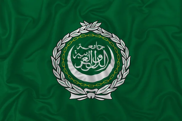 Liga Árabe Bandeira Organização Regional Tecido Seda Ondulado Fundo Têxtil — Fotografia de Stock