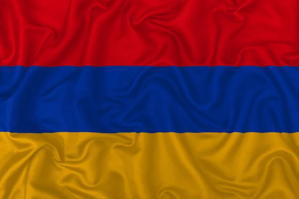 Armenien Flagge Auf Welligem Seide Textil Hintergrund — Stockfoto
