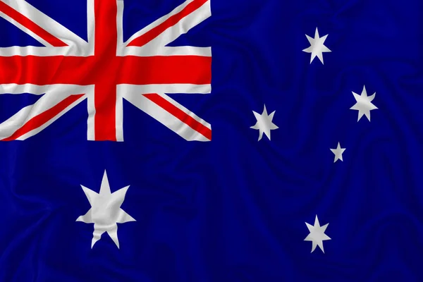 Australische Flagge Auf Welligem Seidenen Textilstoff Hintergrund — Stockfoto