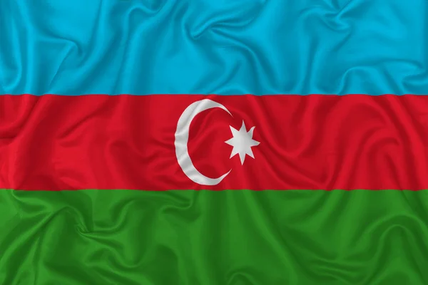 Aserbaidschanische Landesflagge Auf Welligem Seidenen Textilstoff Hintergrund — Stockfoto