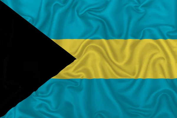 波状の絹織物の背景にバハマの国旗 — ストック写真