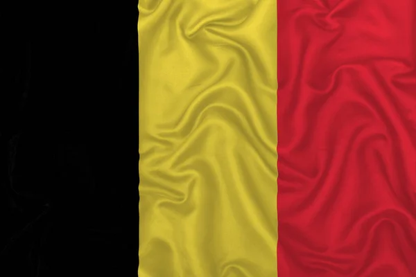 Belgische Flagge Auf Welligem Seidenen Textilstoff Hintergrund — Stockfoto