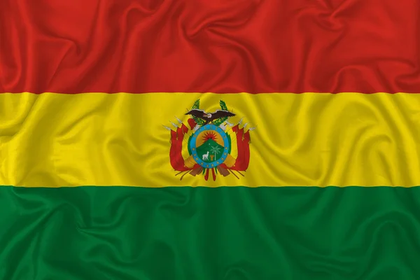 Boliviens Flagge Auf Welligem Seidenen Textilstoff Hintergrund — Stockfoto