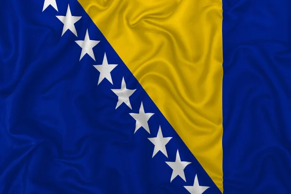 Bósnia Herzegovina Bandeira País Fundo Tecido Seda Ondulado Tecido — Fotografia de Stock