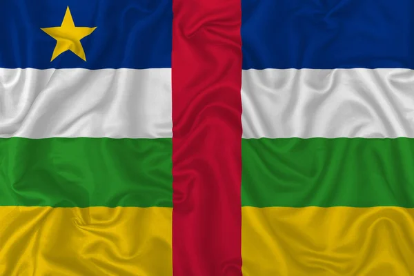 Central African Republic Country Flag Wavy Silk Textile Fabric Background — Stock Photo, Image
