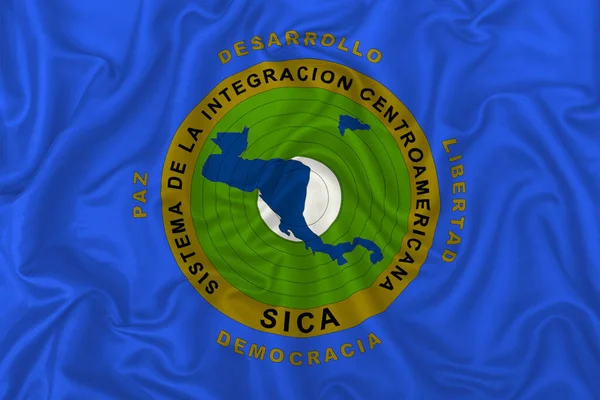 Bandera Del Sistema Integración Centroamericana Sobre Fondo Tela Seda Ondulada —  Fotos de Stock
