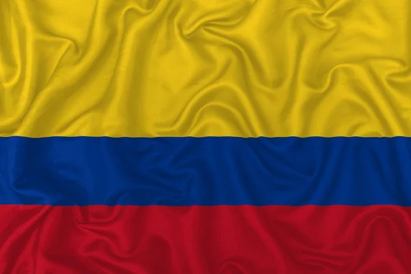 Bandera Colombia Sobre Fondo Tela Seda Ondulada —  Fotos de Stock