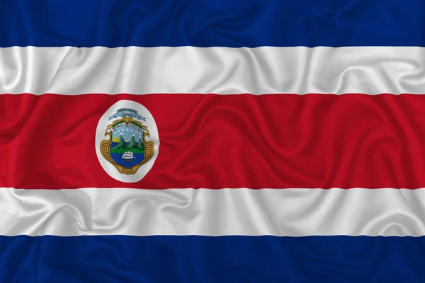 Kostaryka Flaga Kraju Falistym Tle Jedwabiu Tkaniny — Zdjęcie stockowe
