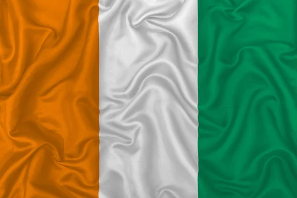 Elfenbenskusten Land Flagga Vågigt Silke Textil Bakgrund — Stockfoto