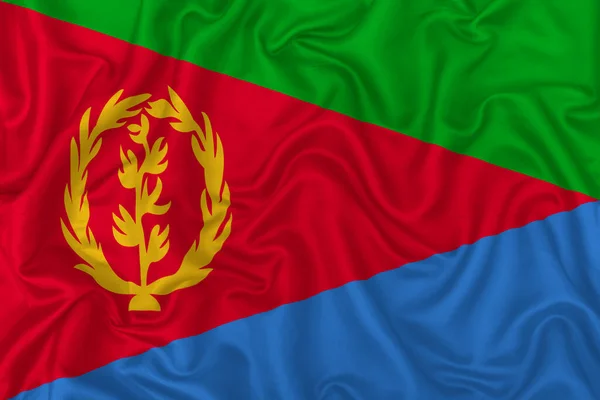 Σημαία Της Ερυθραίας Κυματιστό Φόντο Υφάσματος Από Μετάξι — Φωτογραφία Αρχείου