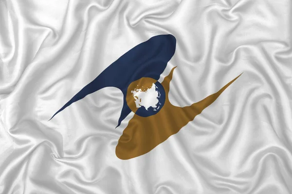 Flaga Eurazjatyckiej Unii Gospodarczej Tle Tkanin Jedwabnych Falistych — Zdjęcie stockowe
