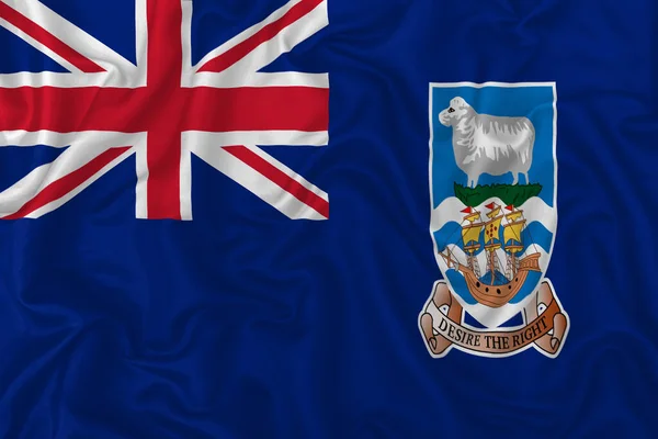 Dalgalı Ipek Kumaş Arka Planında Falkland Adaları Bayrağı — Stok fotoğraf