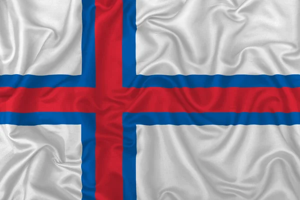 Прапор Фарерських Островів Хвилястому Шовковому Текстильному Фоні — стокове фото