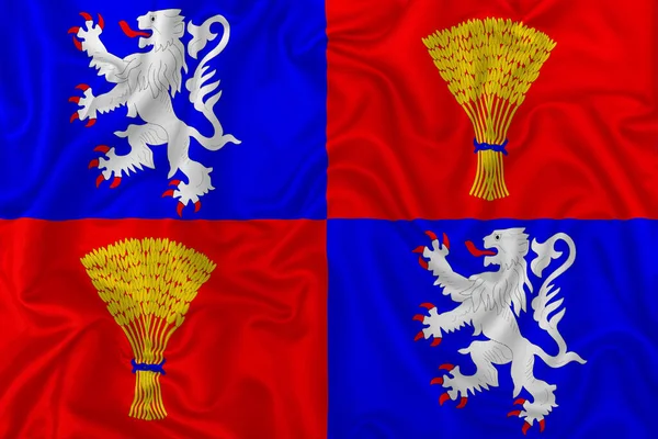 Flaga Terytorium Gascony Falistym Tle Jedwabnego Materiału Włókienniczego — Zdjęcie stockowe