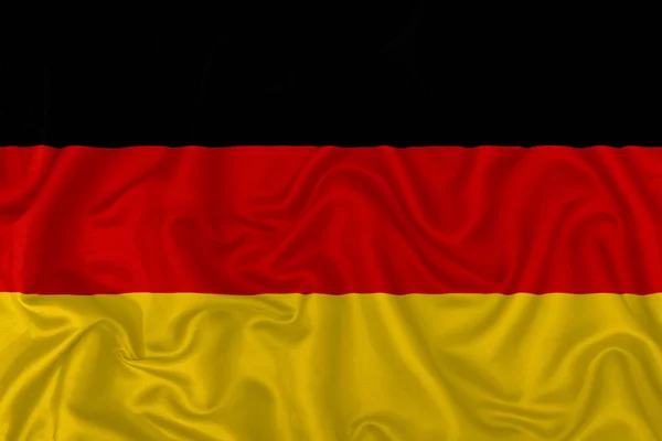 Germany Country Flag Wavy Silk Textile Fabric Background — Stock Photo, Image