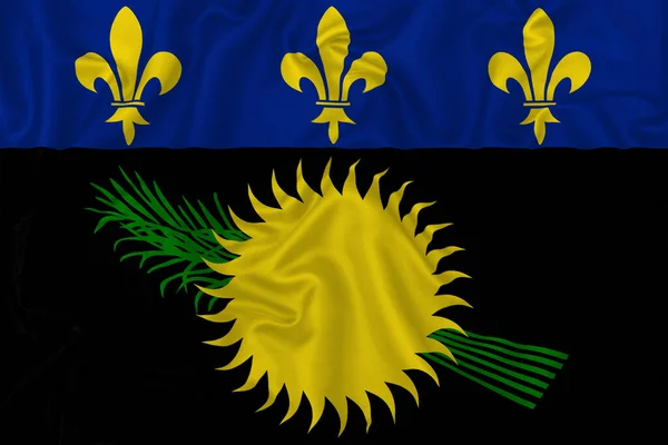 Guadeloupe Archipel Flagge Auf Welligem Seide Textilstoff Hintergrund — Stockfoto