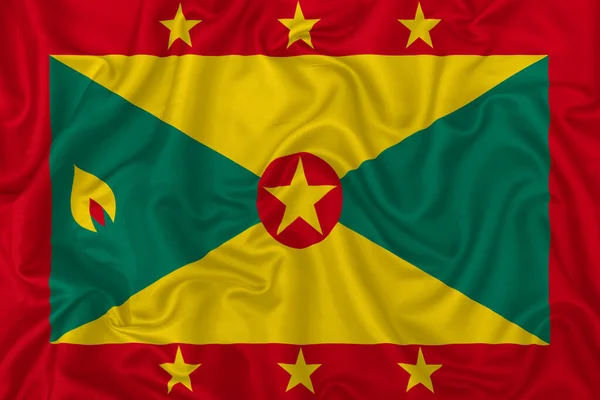 Grenada Country Flag Wavy Silk Textile Fabric Background — Stock Photo, Image