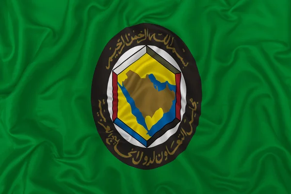 Bandiera Del Consiglio Cooperazione Del Golfo Sullo Sfondo Ondulato Del — Foto Stock