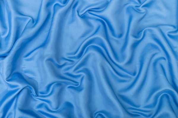 Wavy Blue Color Silk Fabric Texture Background — Stock Photo, Image