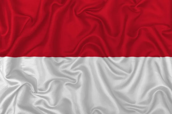 Indonesia Country Flag Wavy Silk Textile Fabric Background — Stock Photo, Image