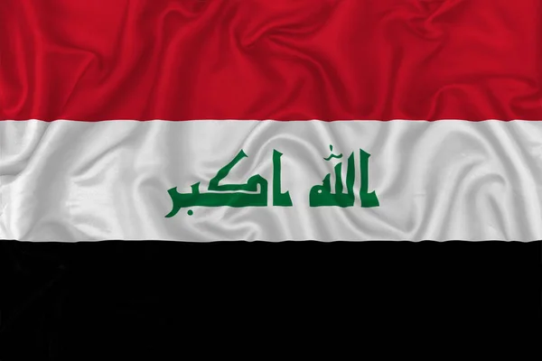 Irak Land Vlag Golvende Zijde Textiel Achtergrond — Stockfoto