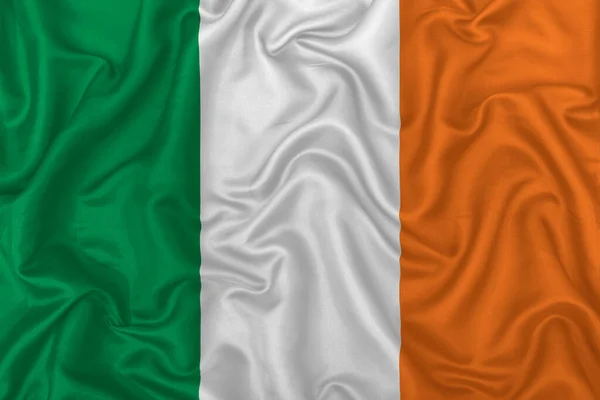 Ireland Country Flag Wavy Silk Textile Fabric Background — Stock Photo, Image