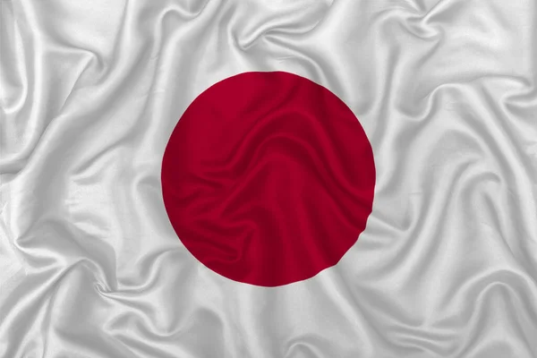 Ιαπωνική Σημαία Χώρας Κυματιστό Φόντο Υφάσματος Από Μετάξι — Φωτογραφία Αρχείου