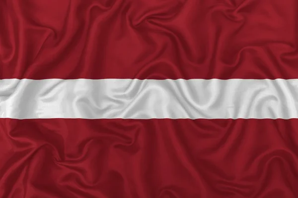 Lettland Flagge Auf Welligem Seidenen Textilstoff Hintergrund — Stockfoto