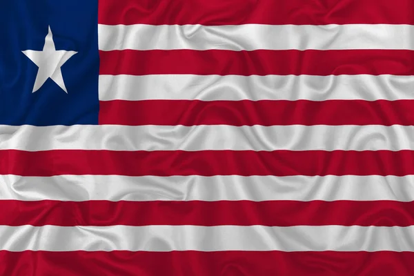 Liberia Land Vlag Golvende Zijde Textiel Achtergrond — Stockfoto