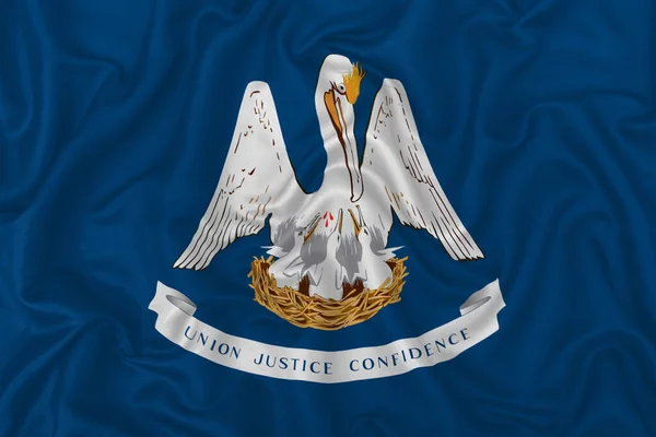 Bandera Del Estado Louisiana Sobre Fondo Textura Tela Satén Seda — Foto de Stock