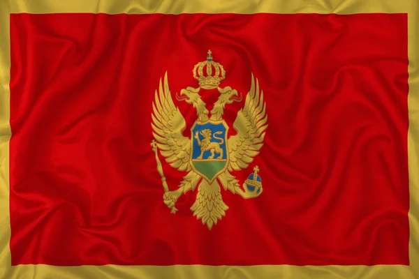 Bandera Del País Montenegro Sobre Fondo Tela Seda Ondulada — Foto de Stock