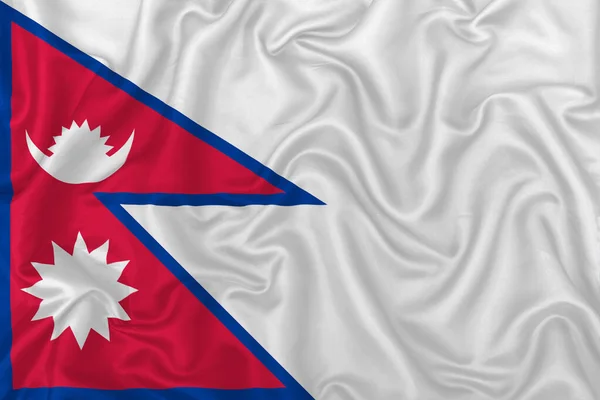Federal Democratic Republic Nepal Country Flag Wavy Silk Textile Fabric — Stock Photo, Image