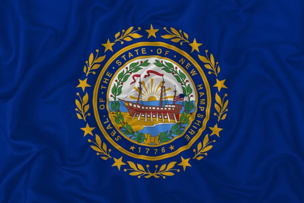 New Hampshire State Flag Wavy Silk Satin Fabric Texture Background — Stock Photo, Image