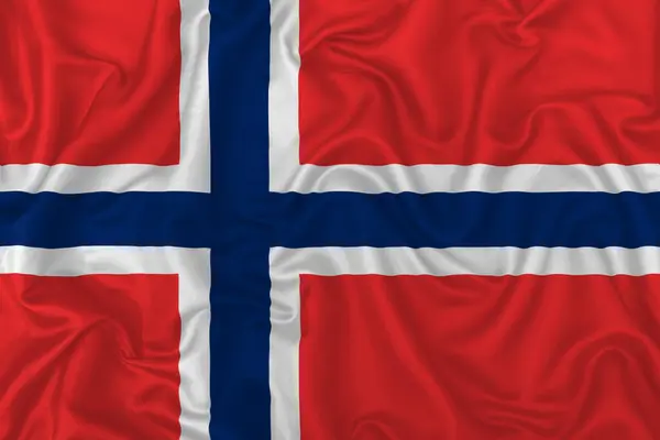 Norwegische Flagge Auf Welligem Seidenen Textilstoff Hintergrund — Stockfoto