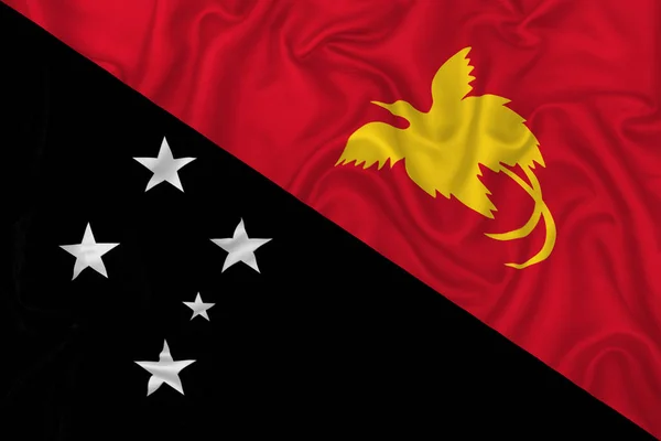 Papua New Guinea Flag Wavy Silk Textile Fabric Background — Stock Photo, Image