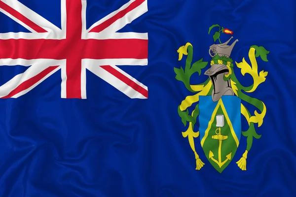 Pitcairn Islands Flag Wavy Silk Textile Fabric Background — Stock Photo, Image