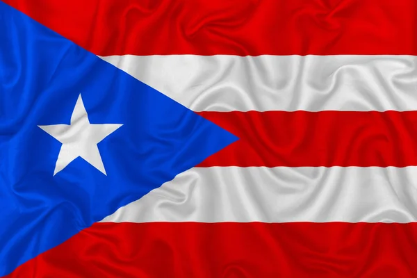 Puerto Rico Flagge Auf Welligem Seidenen Textilstoff Hintergrund — Stockfoto