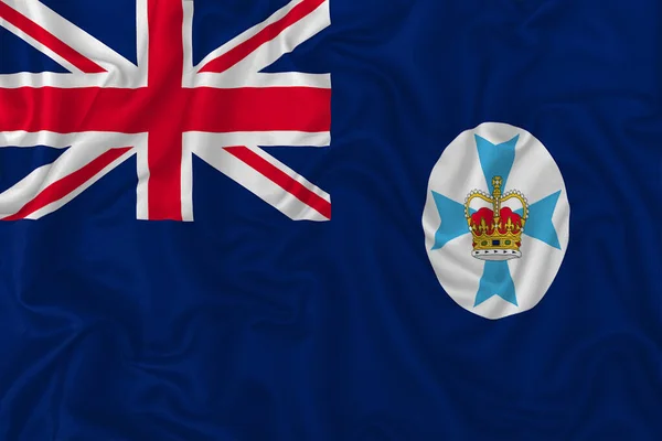 Bandera Del Estado Queensland Sobre Fondo Tela Seda Ondulada — Foto de Stock