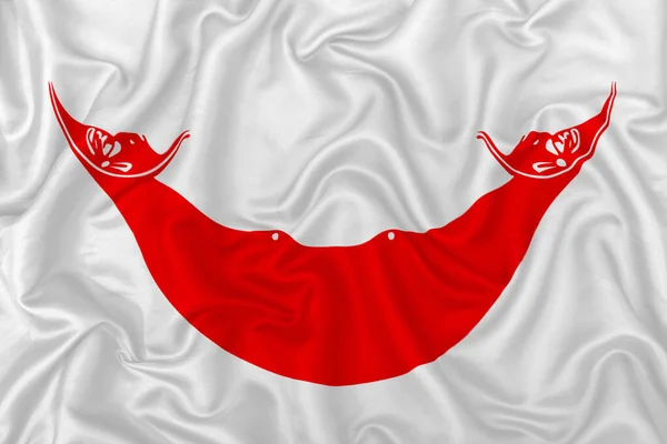 Флаг Острова Пасхи Волнистом Шелковом Фоне — стоковое фото