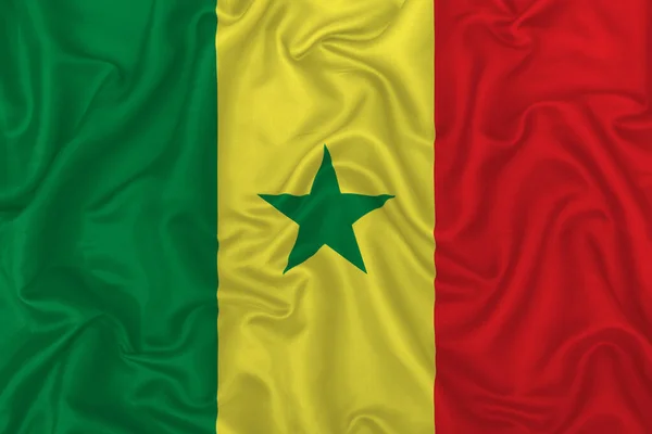 Senegal Bandeira País Fundo Tecido Seda Ondulado Tecido — Fotografia de Stock