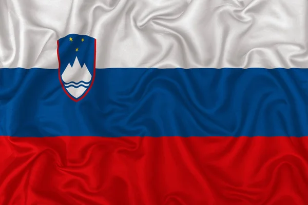 Slovenië Land Vlag Golvende Zijde Textiel Achtergrond — Stockfoto