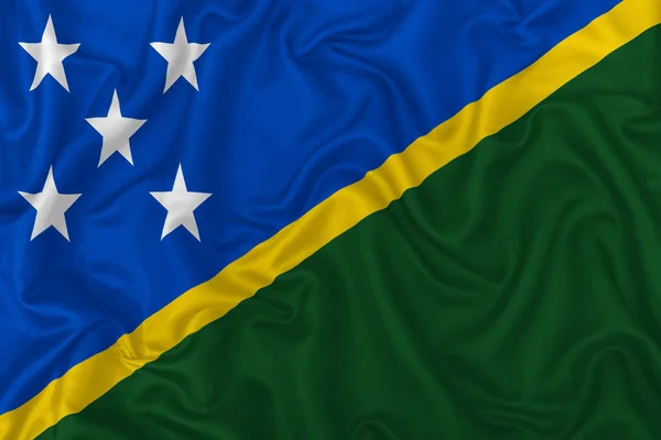 Solomon Islands Country Flag Wavy Silk Textile Fabric Background — Stock Photo, Image