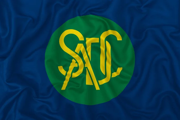 Bandeira Comunidade Desenvolvimento África Austral Tecido Seda Ondulado Fundo — Fotografia de Stock