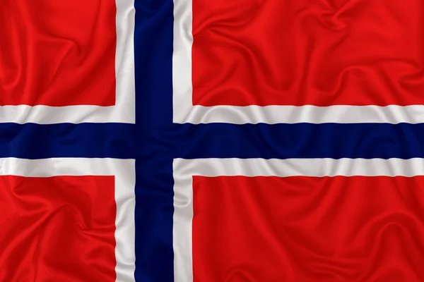 Flaga Svalbard Jan Mayen Falistym Tle Jedwabnego Materiału Włókienniczego — Zdjęcie stockowe
